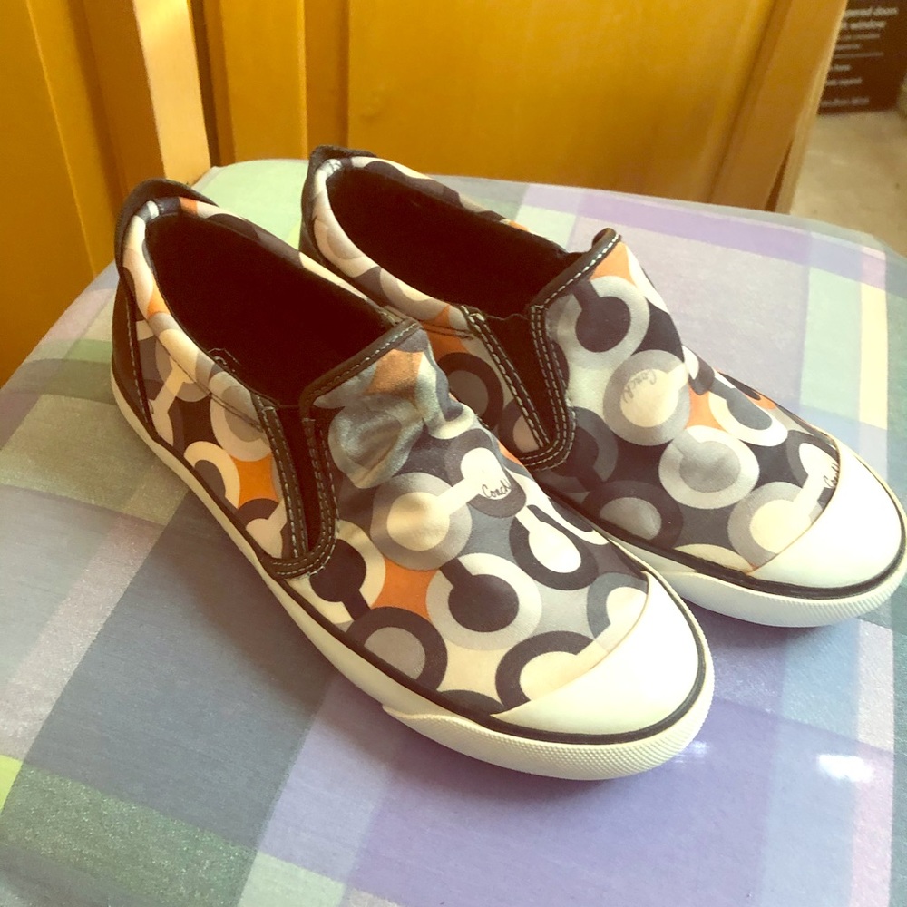 Coach Women's Graphic Slip-On Sneakers - Black, White, Orange